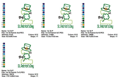 My First St Patrick’s Day - Appliqué - Machine Embroidery Design