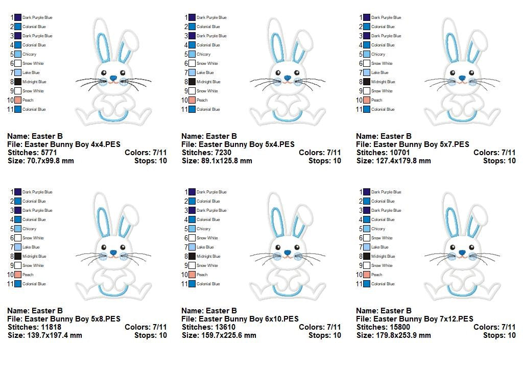 Cute Bunny Boy – Appliqué – Machine Embroidery Design