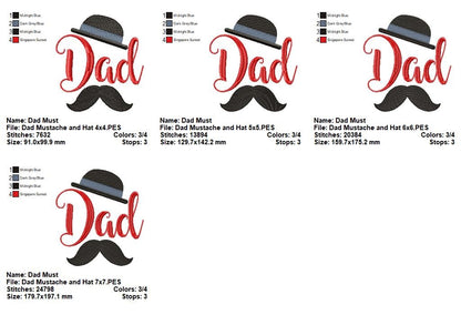 Gentleman Dad - Fill Stitch - Machine Embroidery Design