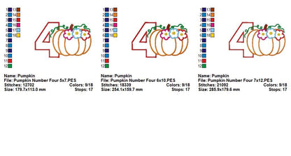 Autumn Pumpkin Numbers Collection - Applique - Machine Embroidery Design