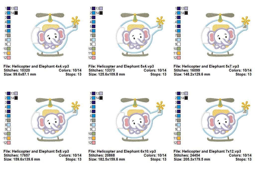 Flying Baby Elephant - Appliqué - Machine Embroidery Design
