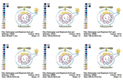 Flying Baby Elephant - Appliqué - Machine Embroidery Design