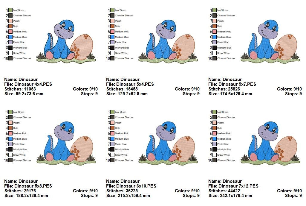 Baby Dino and Egg 🦕 – Fill Stitch - Machine Embroidery Design