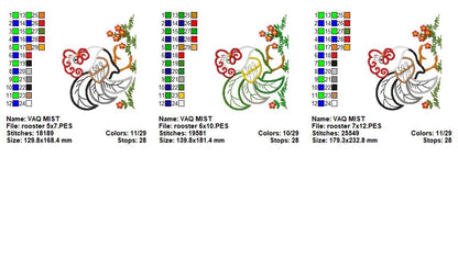 Farm Rooster - Appliqué - Machine Embroidery Design