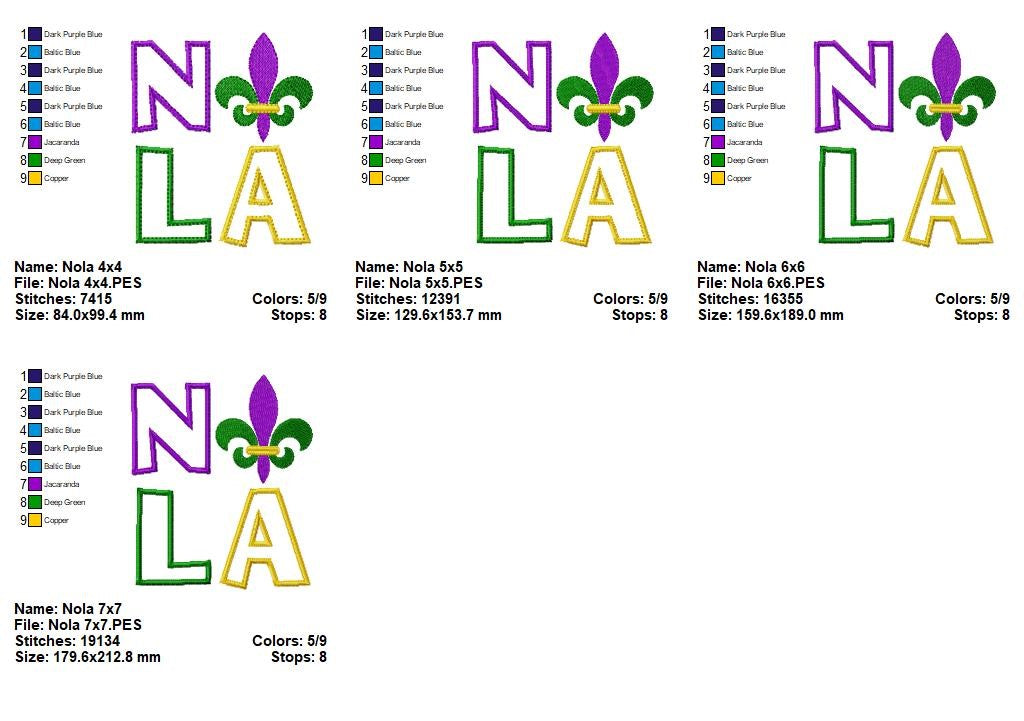 NOLA Fleur de Lis Letters – Appliqué – Machine Embroidery Design