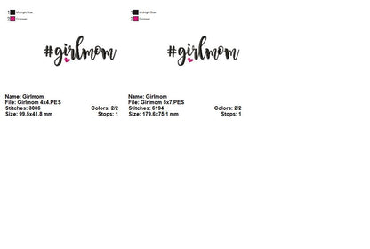 Girl Mom Script - Satin Stitch – Machine Embroidery Design