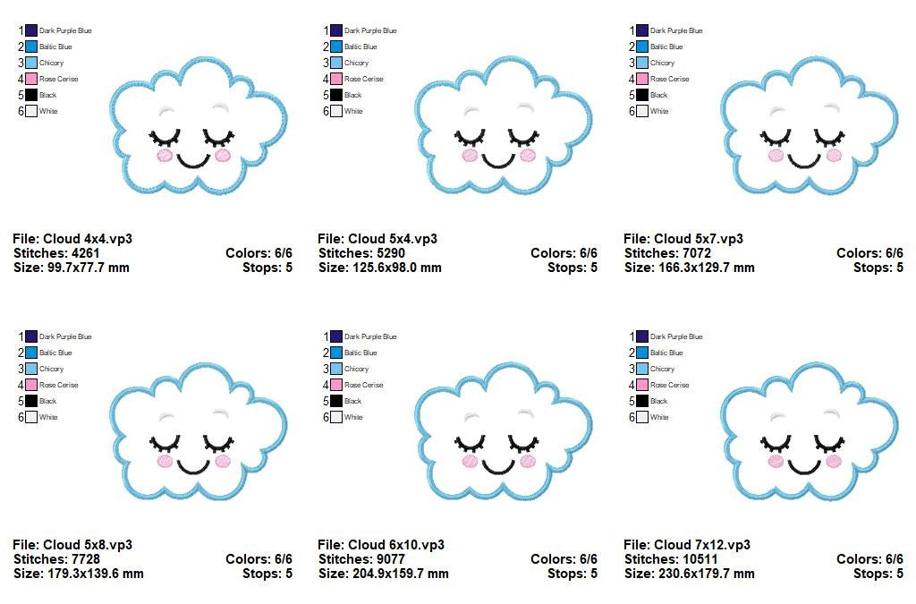 Sleepy Sky Friends - Appliqué - Machine Embroidery Design