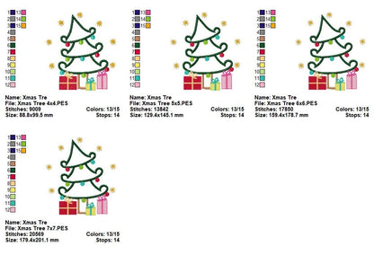 Whimsical Christmas Tree - Appliqué - Machine Embroidery Design