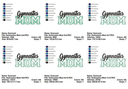 Proud Gymnastics Mom - Appliqué - Machine Embroidery Design