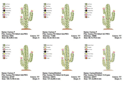 Happy Desert Cactus - Fill Stitch – Machine Embroidery Design