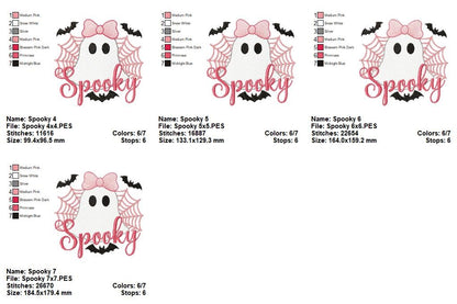 Cute Spooky Halloween Ghost – Rippled Stitch – Machine Embroidery Design