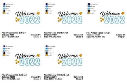 Welcome 2022 Stars – Appliqué – Machine Embroidery Design
