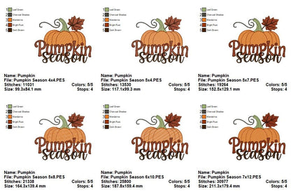 🍁🎃 Pumpkin Season – Fill Stitch -  Machine Embroidery Design