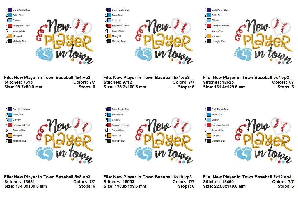 New Player in Town Baseball Baby - Appliqué – Machine Embroidery Design