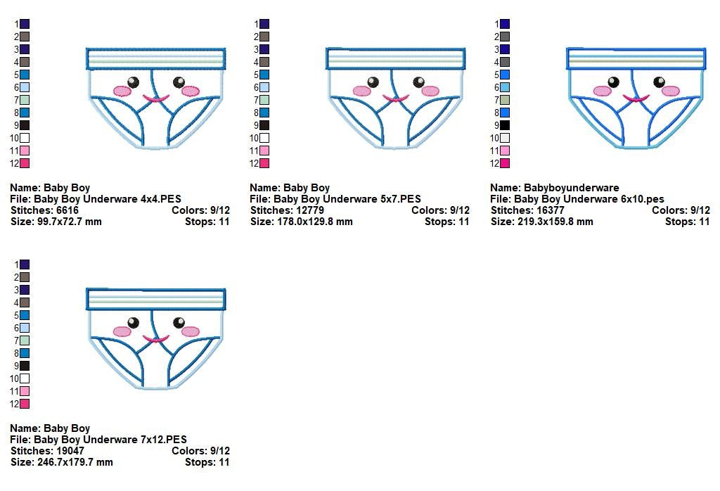 Happy Baby Briefs - Appliqué - Machine Embroidery Design