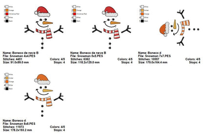 Cheerful Christmas Snowman - Fill Stitch – Machine Embroidery Design