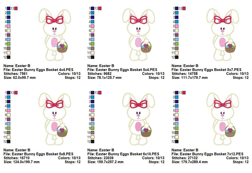 Easter Bunny with Basket – Appliqué – Machine Embroidery Design