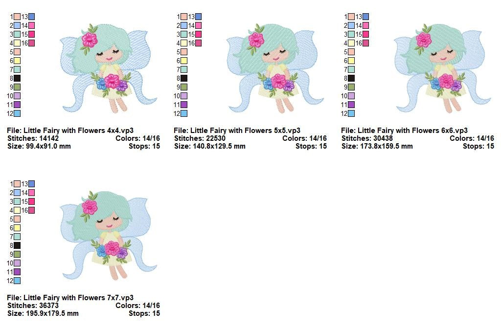 Sweet Little Flower Fairy - Fill Stitch - Machine Embroidery Design