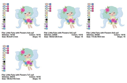 Sweet Little Flower Fairy - Fill Stitch - Machine Embroidery Design