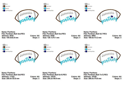 Panthers Football Script – Satin Stitch – Machine Embroidery Design