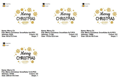 Merry Christmas Snowflake Wishes - Satin Stitch - Machine Embroidery Design