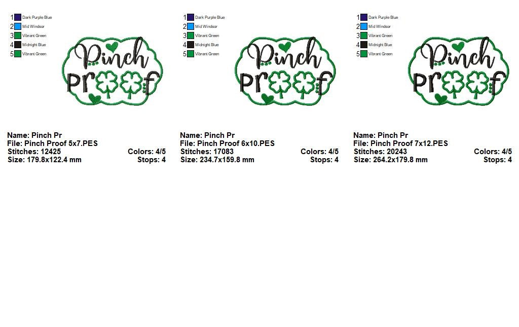 Pinch Proof Shamrock - Appliqué - Machine Embroidery Design