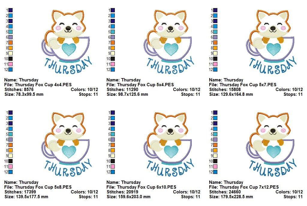Cozy Cup Days of the Week Collection - Appliqué - Machine Embroidery Design