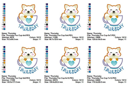 Cozy Cup Days of the Week Collection - Appliqué - Machine Embroidery Design