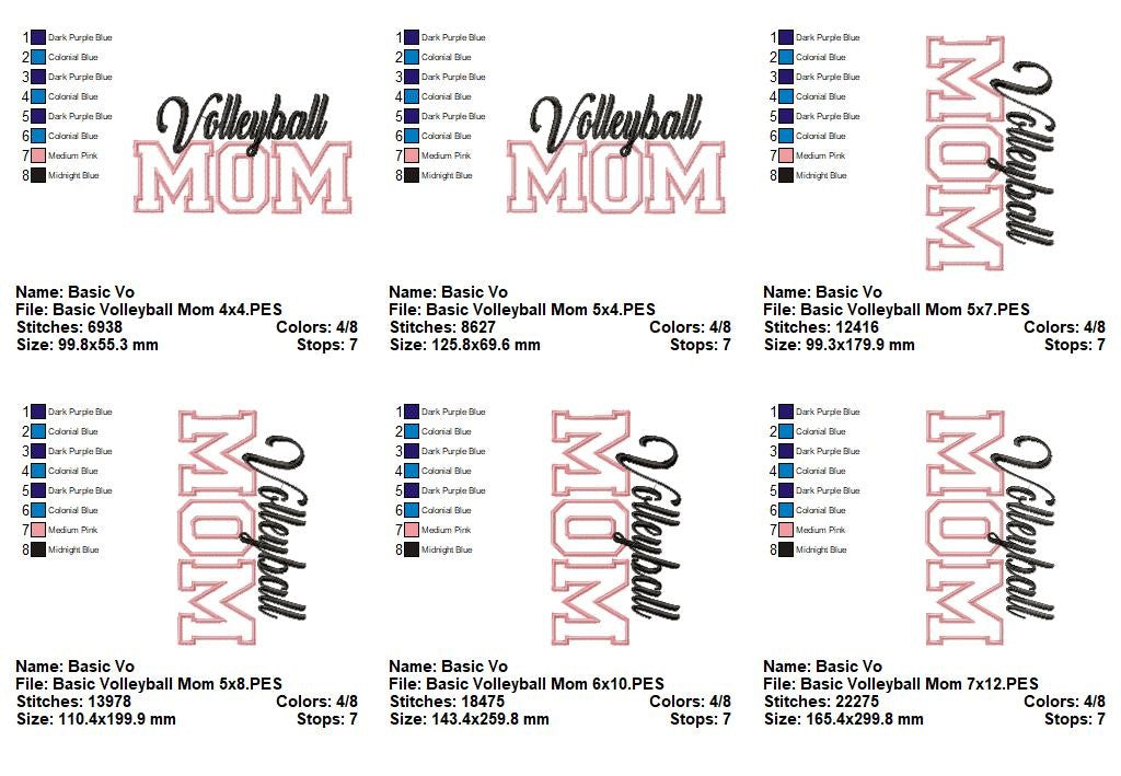 Volleyball Mom Varsity - Appliqué - Machine Embroidery Design