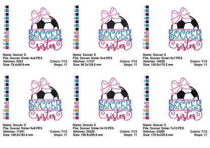 Soccer Sister Bow Ball – Appliqué – Machine Embroidery Design