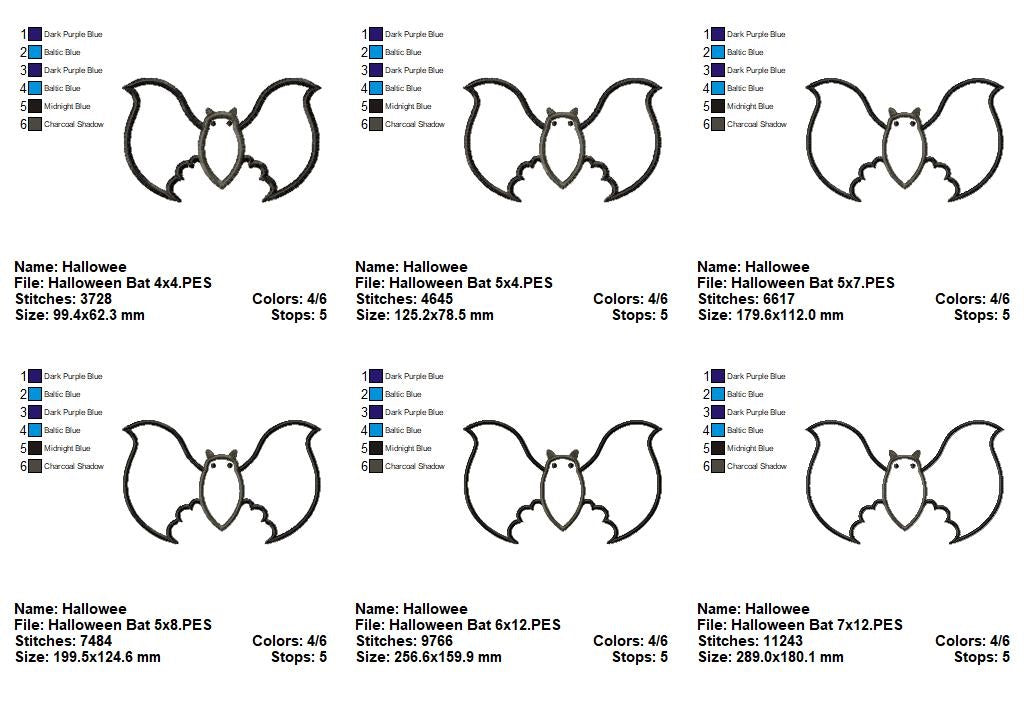 Halloween Bat - Applique - Machine Embroidery Design