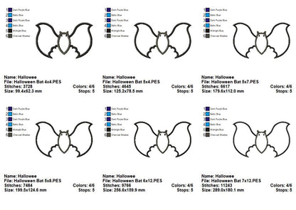 Halloween Bat - Applique - Machine Embroidery Design