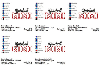 Baseball Mimi - Appliqué - Machine Embroidery Design