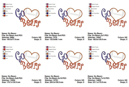 Go Bears – Appliqué – Machine Embroidery Design