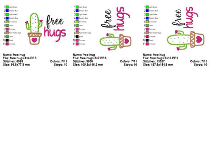 Free Hugs – Appliqué – Machine Embroidery Design
