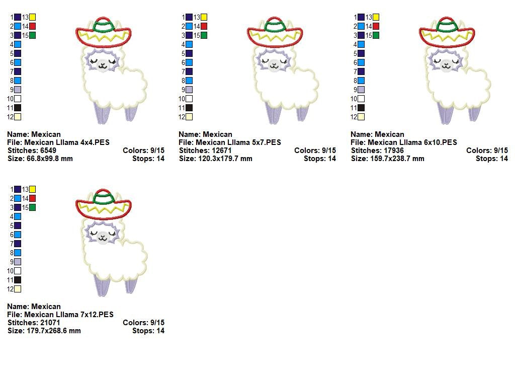 Sweet Fiesta Llama - Appliqué – Machine Embroidery Design