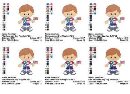 Cute Boy with Flag – Fill Stitch – Machine Embroidery Design