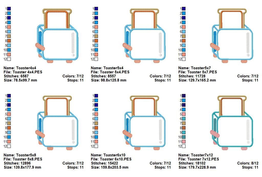 Breakfast Toaster - Appliqué - Machine Embroidery Design
