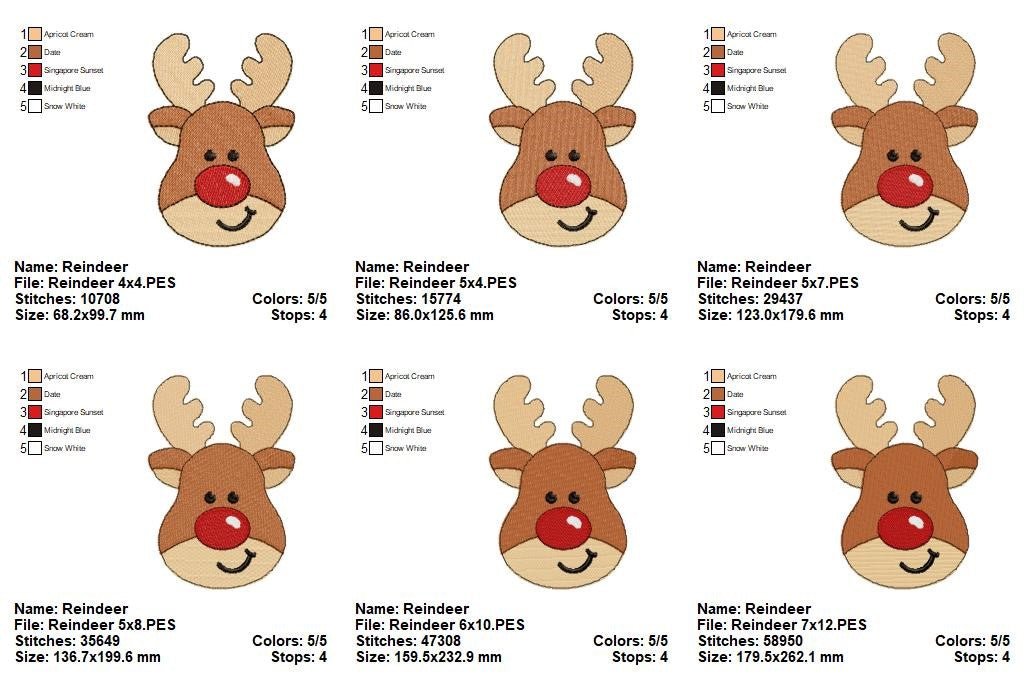 Red-Nosed Reindeer 🦌❤️ – Fill Stitch - Machine Embroidery Design for Christmas