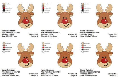 Red-Nosed Reindeer 🦌❤️ – Fill Stitch - Machine Embroidery Design for Christmas