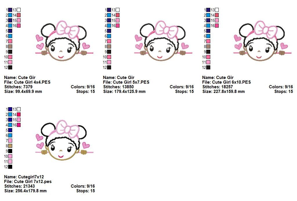 Sweet Afro Girl - Applique - Machine Embroidery Design
