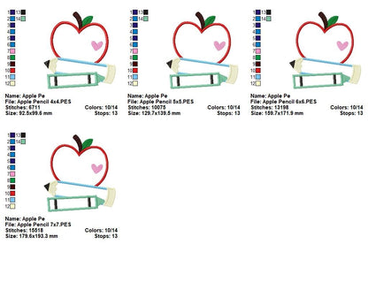 Sweet Teacher Apple 🍎 – Applique - Machine Embroidery Design