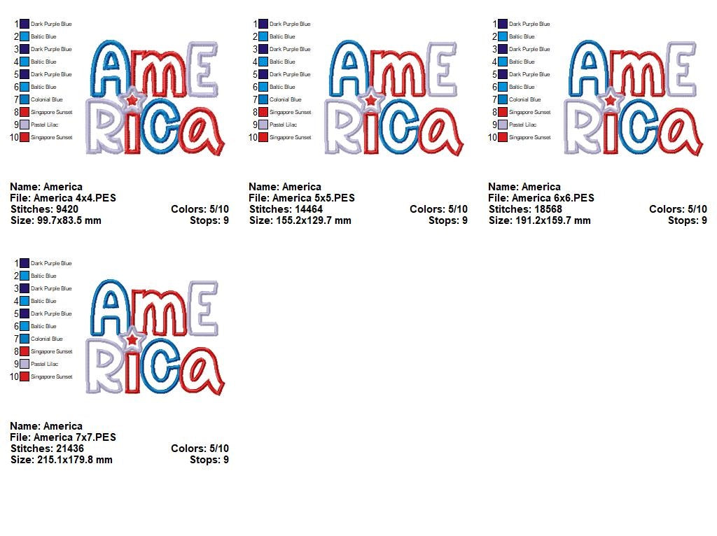 ✨ Sparkling America - Applique – Machine Embroidery Design