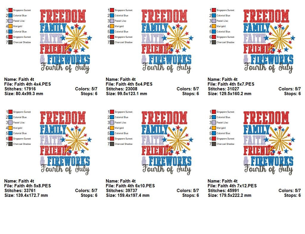 ⭐ Patriotic Words & Fireworks 🎇 – Sketch Stitch – Machine Embroidery Design