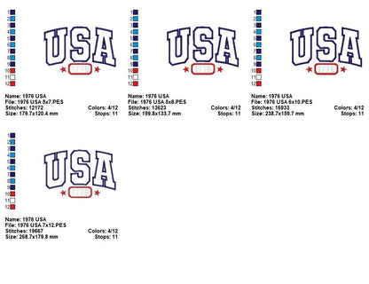 ⭐ Vintage USA 1776 Pride – Applique – Machine Embroidery Design