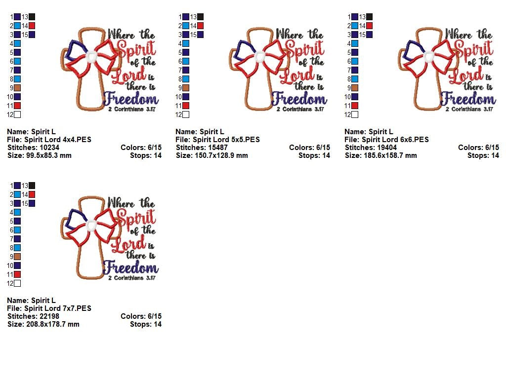 ✨ Where the Spirit of the Lord Is There Is Freedom 🇺🇸 – Applique – Machine Embroidery Design