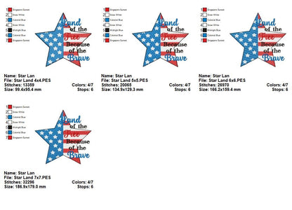 🇺🇸 Land of the Free ⭐ – Fill Stitch – Machine Embroidery Design