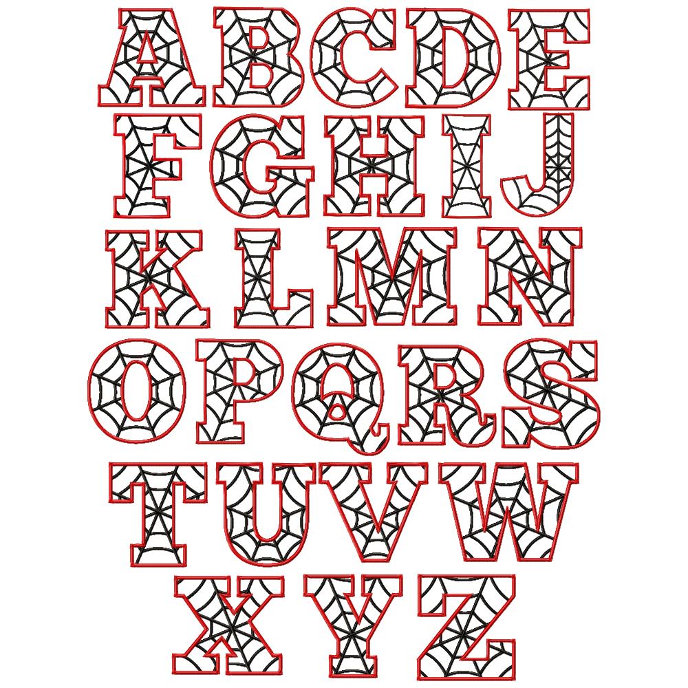 Spider Web Alphabet Monogram - Fill Stitch Machine Embroidery Design