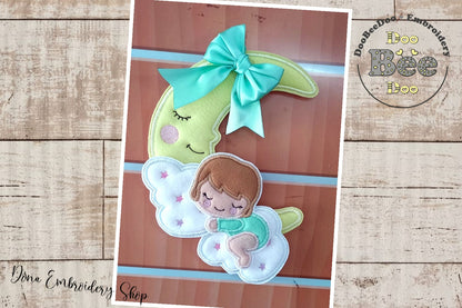 Baby in the Moon Nursery Door Hanger - ITH Project - Machine Embroidery Design