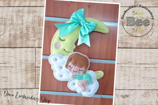 Baby in the Moon Nursery Door Hanger - ITH Project - Machine Embroidery Design